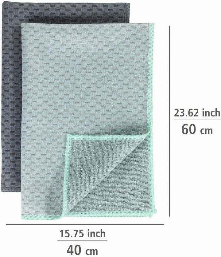 WENKO Mikrofaser Geschirrtücher Miko 2er Set, 2 Handtücher, Polyester, Grau, 40 x 0 x 60 cm, 5474110