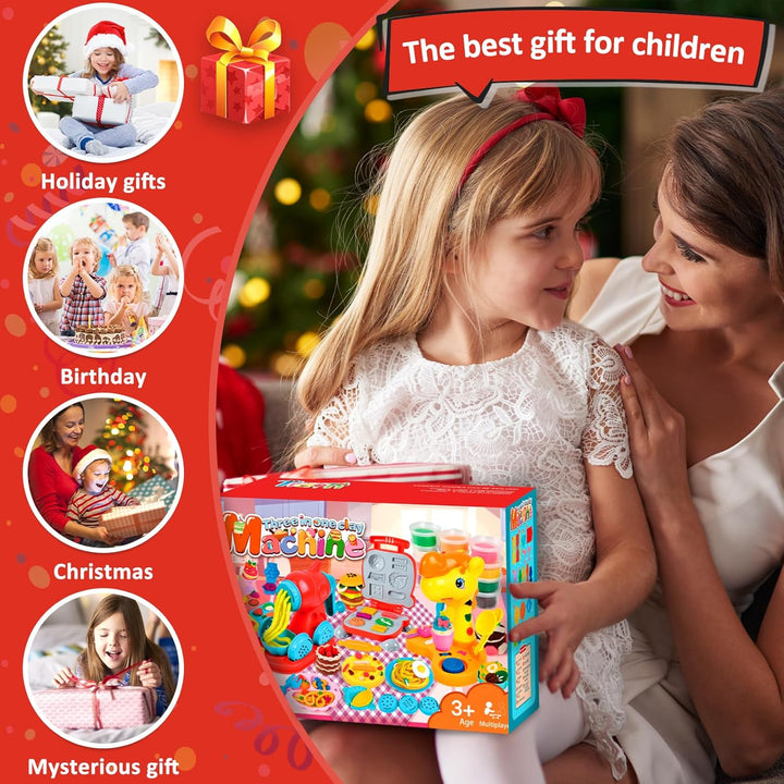 Knete Dough Set für Kinder, Kitchen Creations Nudelmaschine Spielset Burger Eiscreme, Knete Zubehör