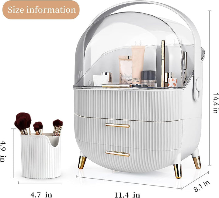 Kousee Make-up-Organizer und Aufbewahrung, tragbar, wasserdicht, staubdicht, Organizer mit Deckel, K