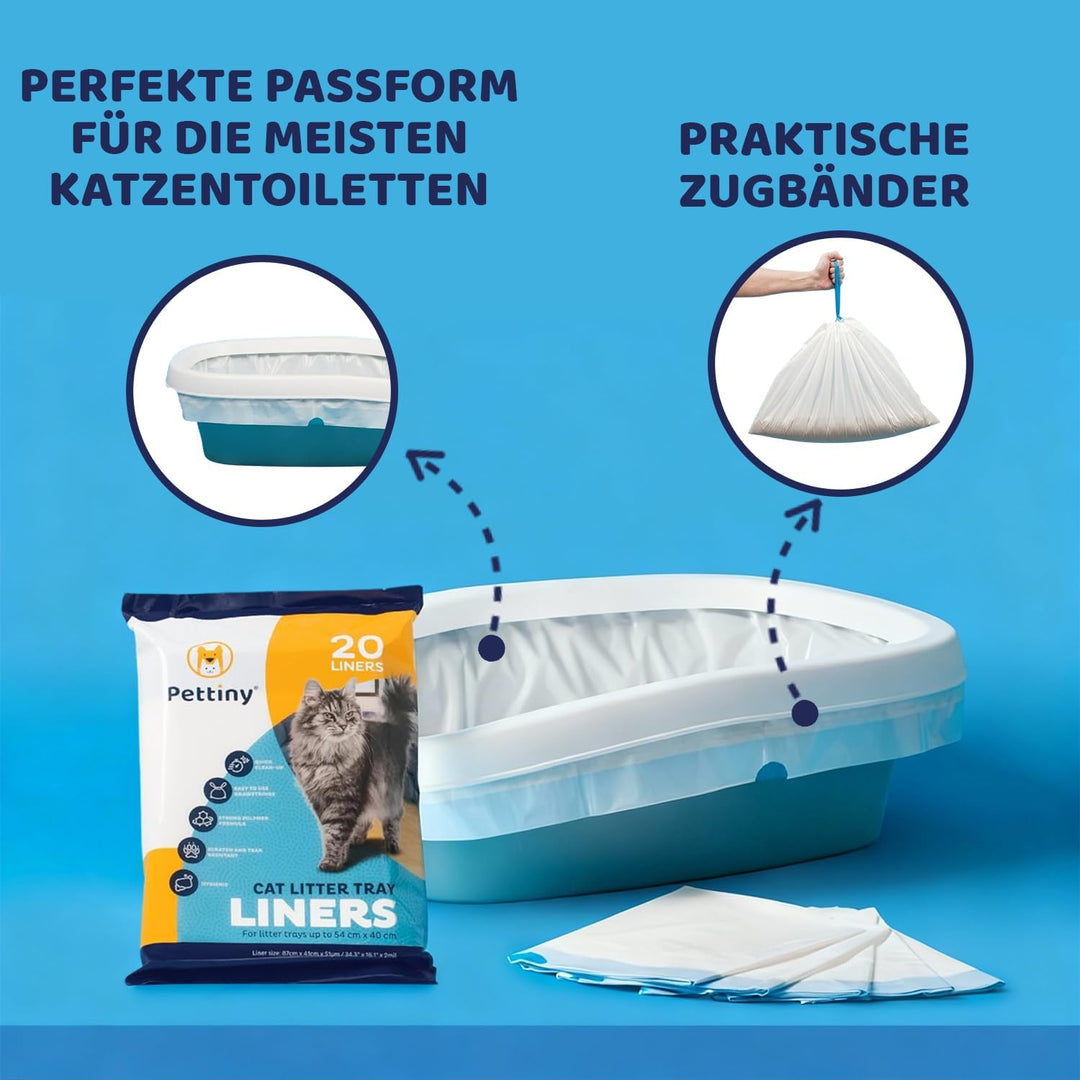 20 Katzentoilettenbeutel mit Zugbändern Kratzfeste Tüten für mittel und gross Katzenklo Original, Or
