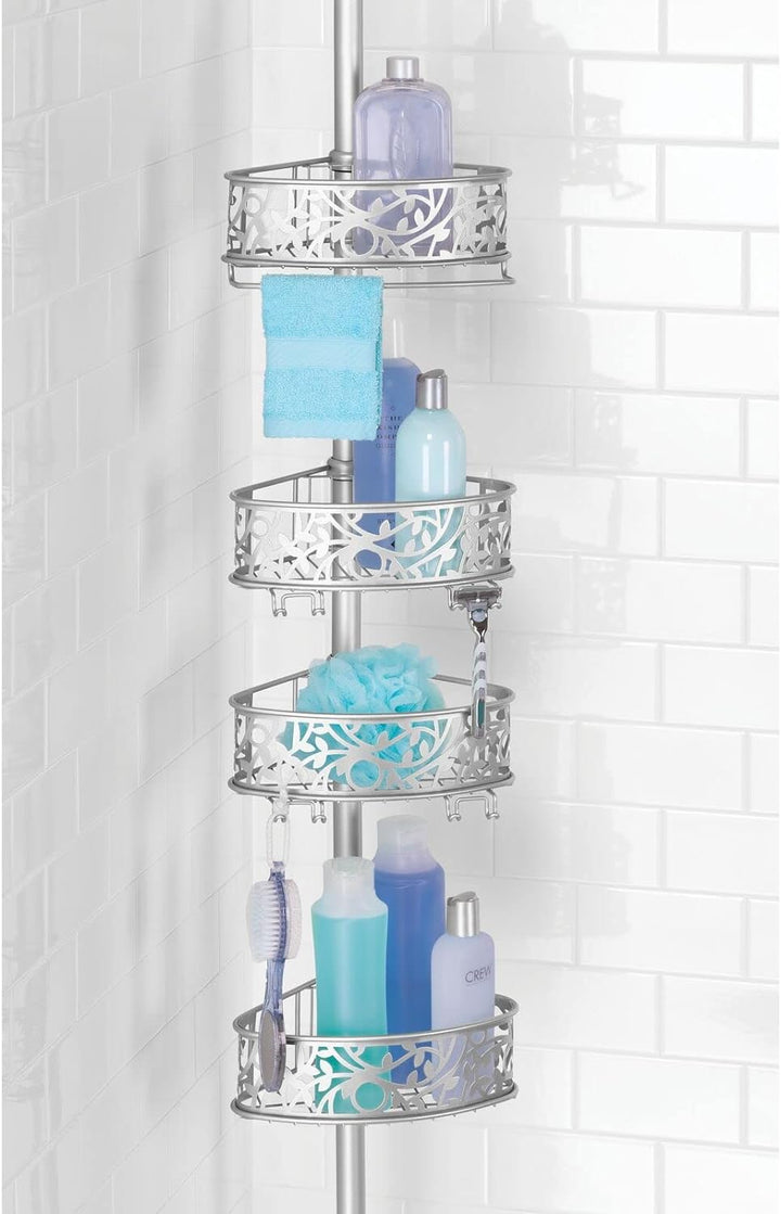 mDesign Shower Caddy für die Ecke aus Metall – ausziehbares Duschregal ohne Bohren fürs Bad – stilvo