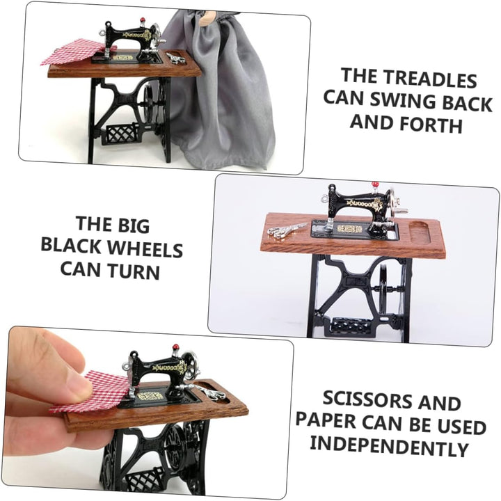 Supvox Mini Nähmaschine Dekoration für Puppenhaus Miniatur Wohnaccessoire Deko für Mini Hausmodelle