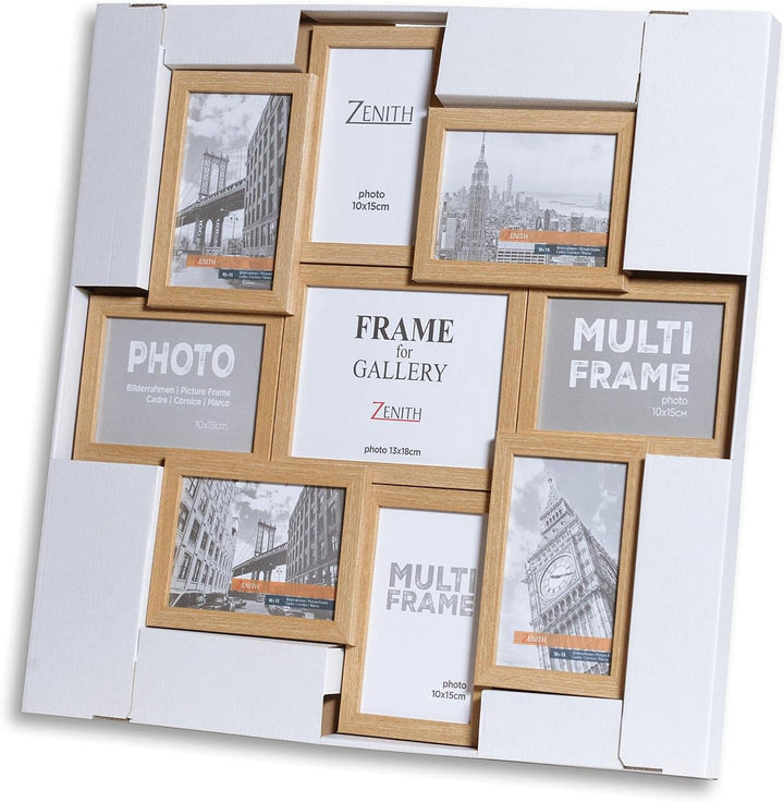 VictoR Bilderrahmen Collage Beige Holz mit 9 Bildern (8 x 10x15cm; 1 x 13x18cm) - Collage Bilderrahm