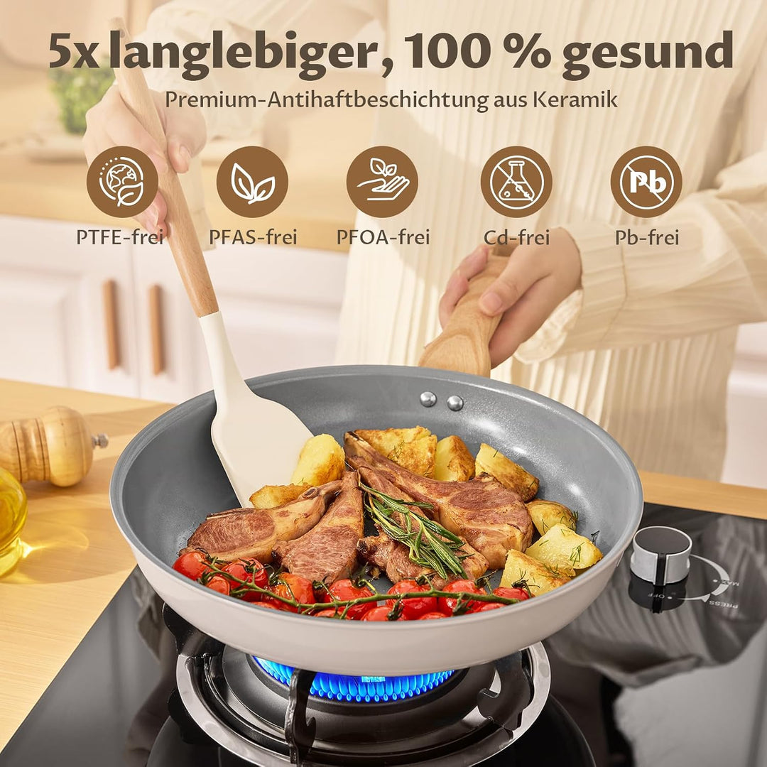 BLAZANT Keramik Pfannenset Induktion, 3-teilig Antihaft pfanne 20/24/28 cm | Gesundes Bratpfannen Se
