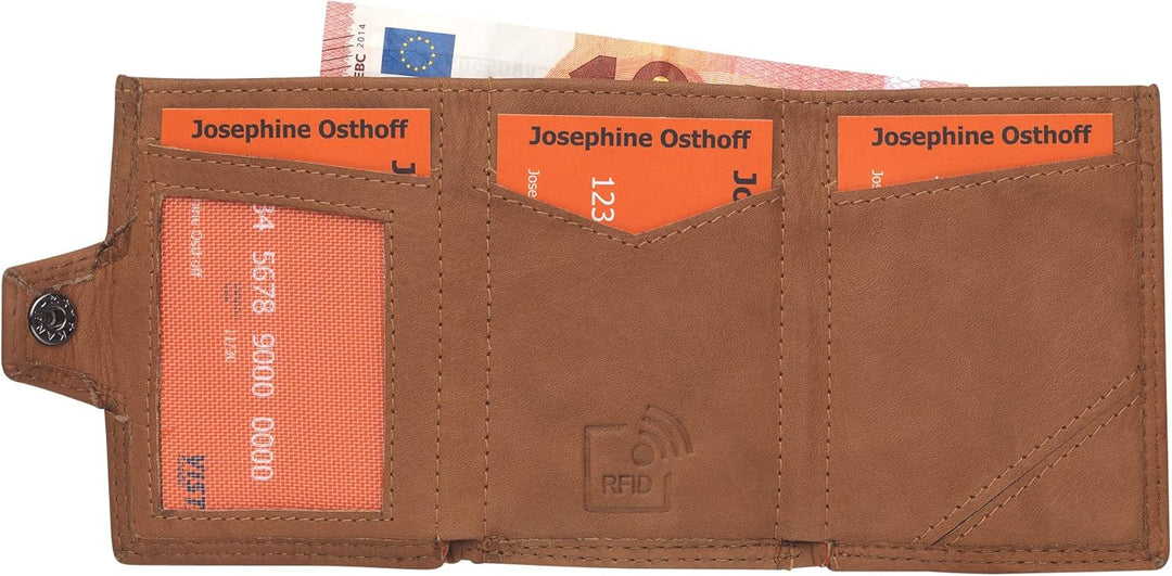 Josephine Osthoff Mini Geldbörse mit Münzfach, RFID Credit Card Holder Damen und Herren Slim Wallet