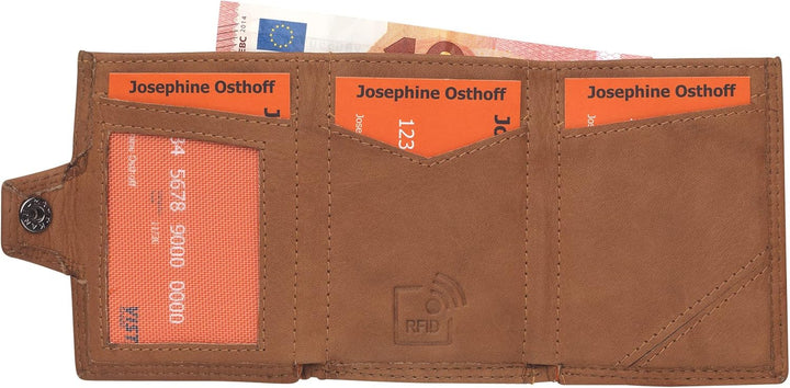 Josephine Osthoff Mini Geldbörse mit Münzfach, RFID Credit Card Holder Damen und Herren Slim Wallet