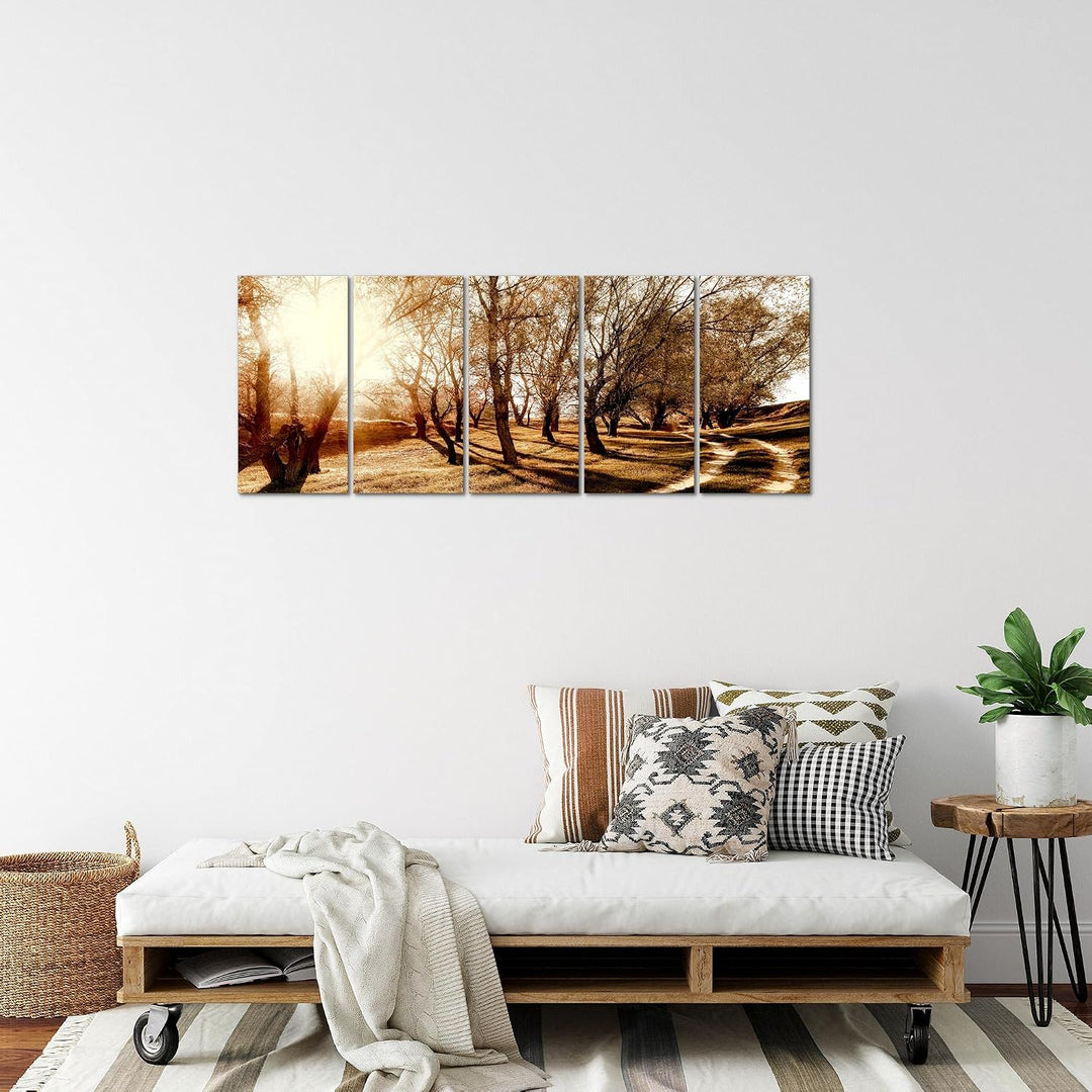 Runa Art Bild Wald Landschaft Wandbilder auf Vlies Leinwand 5 Teilig Wanddekoration Schlafzimmer Woh