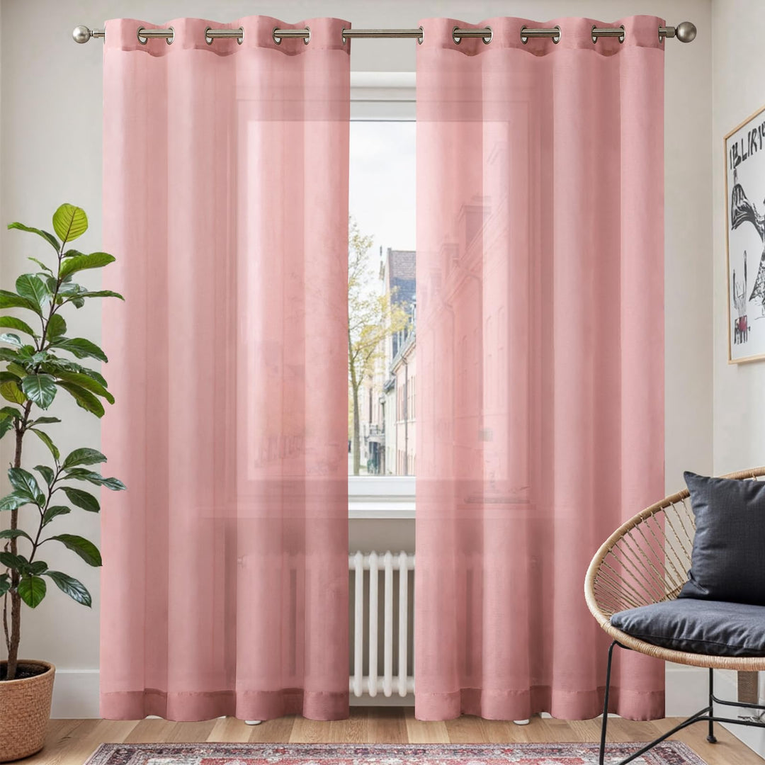 TOPICK Voile Vorhang Mit Ösen Sheer Vorhänge Transparent Gardine Gaze Paarig Ösenschals für Wohnzimm