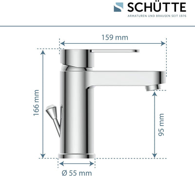 Schütte ELEPHANT Waschtischarmatur, elegante Mischbatterie inkl. Ablaufventil fürs Badezimmer, Wasse