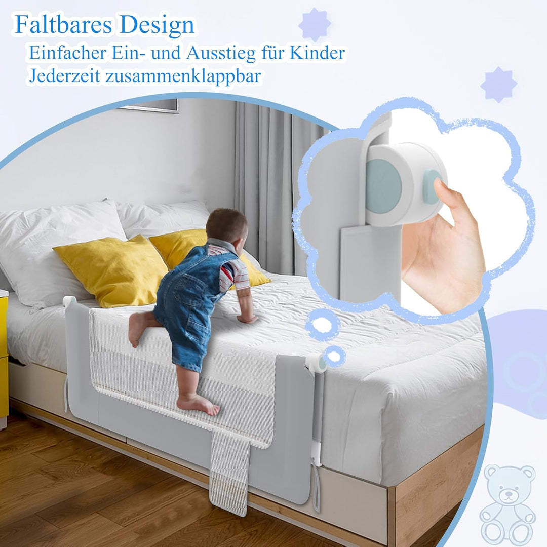 AufuN Bettgitter Rausfallschutz Portable 180cm, Faltbar Kinderbettgitter für Kinder Babybettgitter K