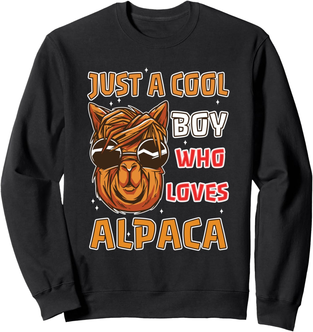 Cooler Junge niedliches Alpaka-Säugetier Lama Lama Pacos Ackerland Farm Sweatshirt