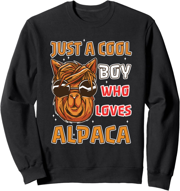 Cooler Junge niedliches Alpaka-Säugetier Lama Lama Pacos Ackerland Farm Sweatshirt