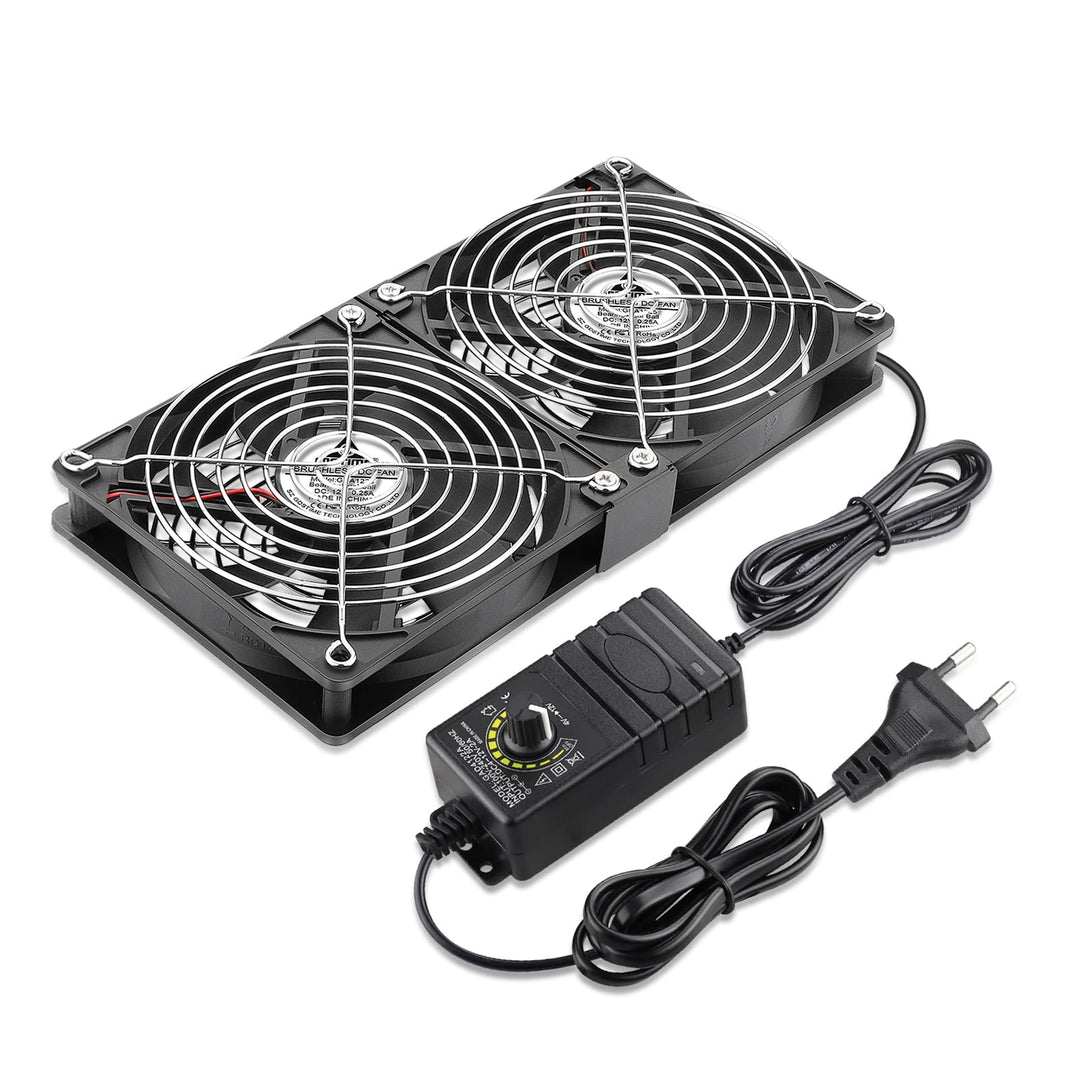 GDSTIME Gehäuselüfter 240mm 230V Dual Lüfter 2 x 120mm PC Lüfter 230V PC Ventilator 240mm mit DC 4V
