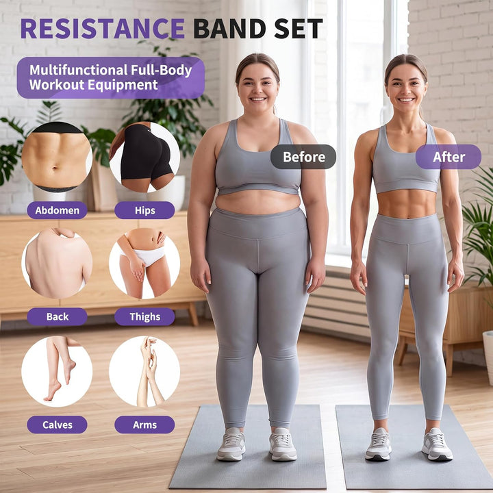 Pedal Widerstandsband mit Griff, 4 Verstellbar Foot Pedal Resistance Bands 30-120lbs Bauchtrainer fü