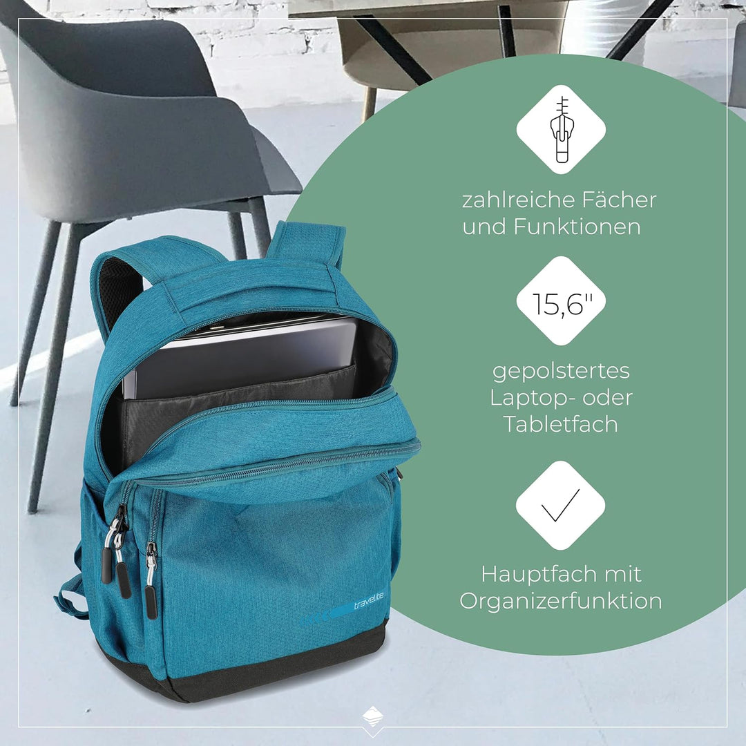 Travelite Handgepäck Rucksack mit gepoltertem Laptopfach, Laptop Rucksack 15,6 Zoll, KICK OFF, Tages