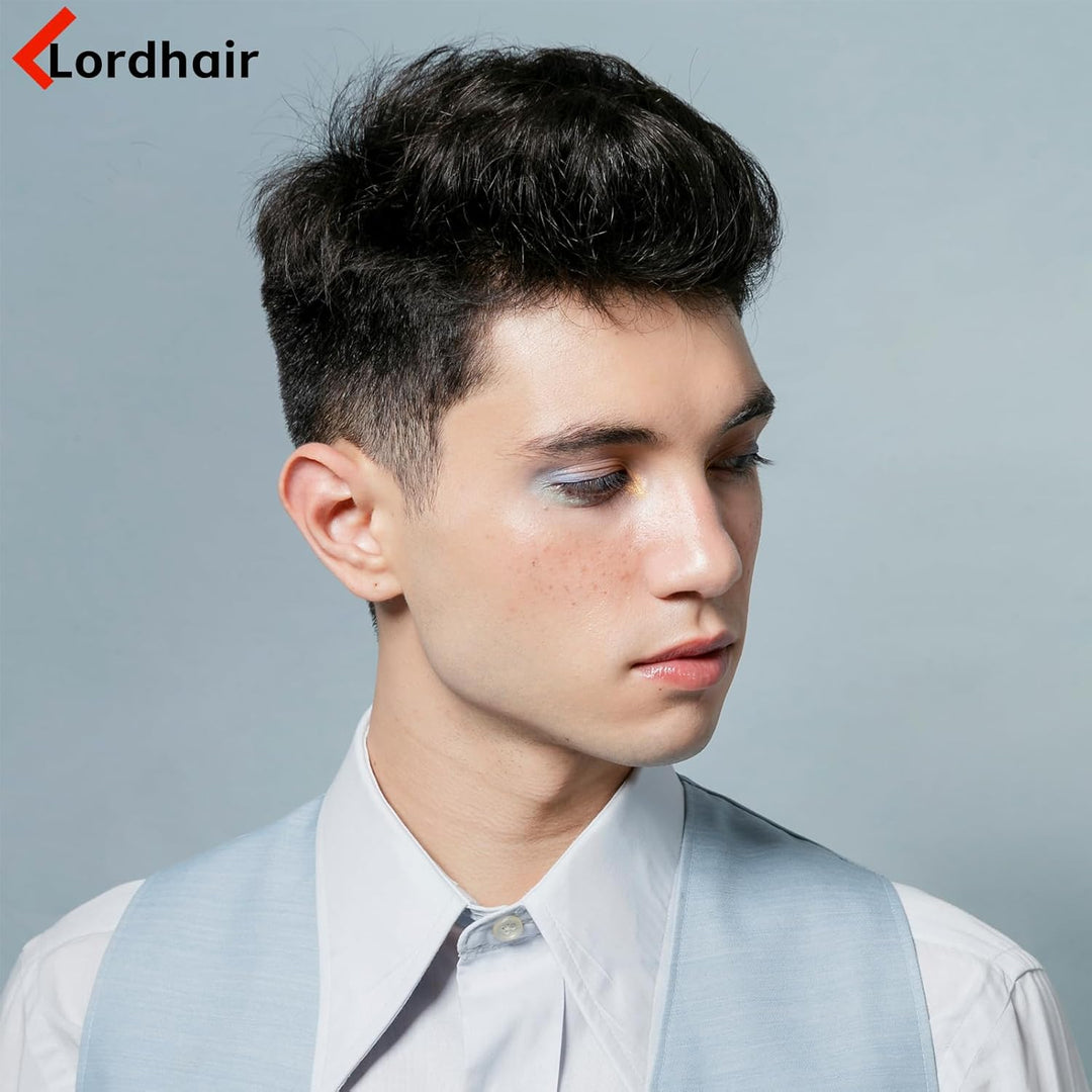 Lordhair Toupet Echthaar Männer,Perücke Männer,0,03 mm Dünne Leder Basis 20 * 25 CM Leichtes Haarers