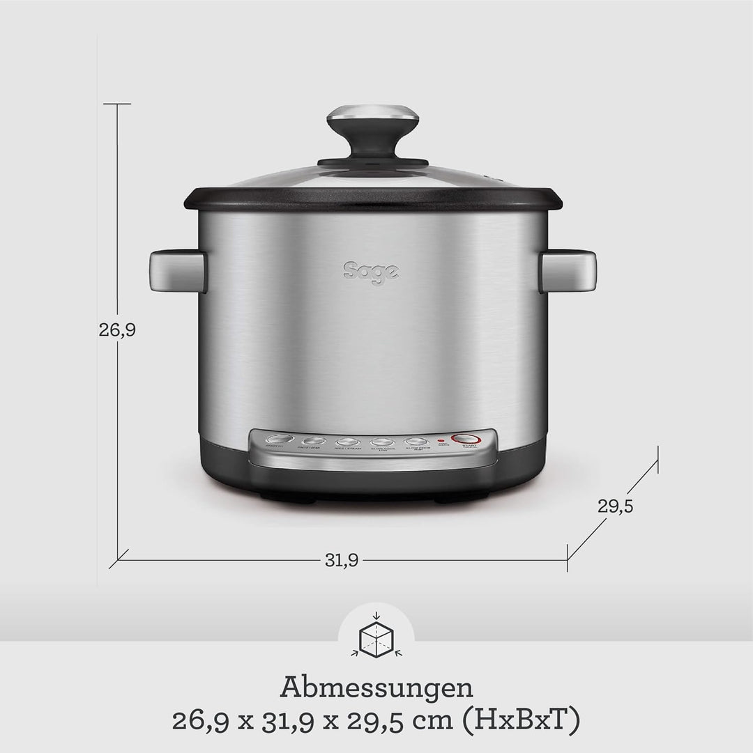 Sage - The Risotto Plus - Multikocher mit Rührfunktion für Risotto - 3,7 L Reiskocher, Dampfgarer, S