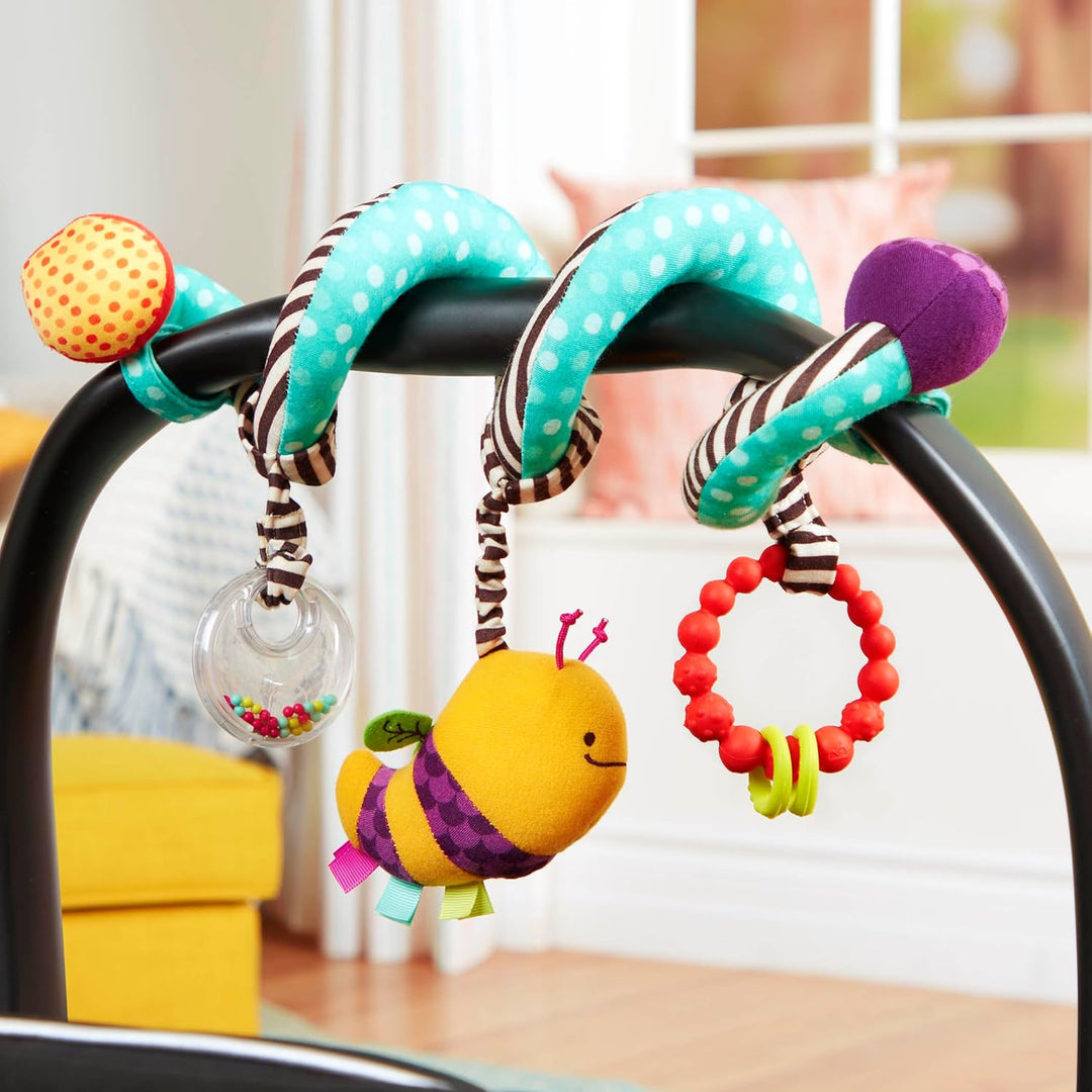 B. toys Baby Spielzeug Kinderwagenkette mit Beissring, Kuscheltier Biene und Rassel – Kinderwagen Zu