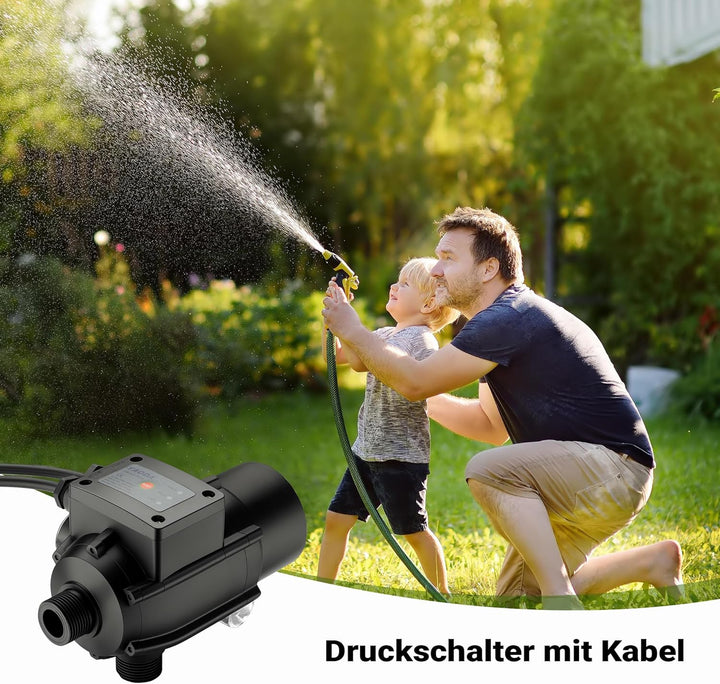 Wiltec Druckschalter mit Kabel EPC-2 230V bis 10 bar, Druckwächter mit Trockenlaufschutz für Hauswas