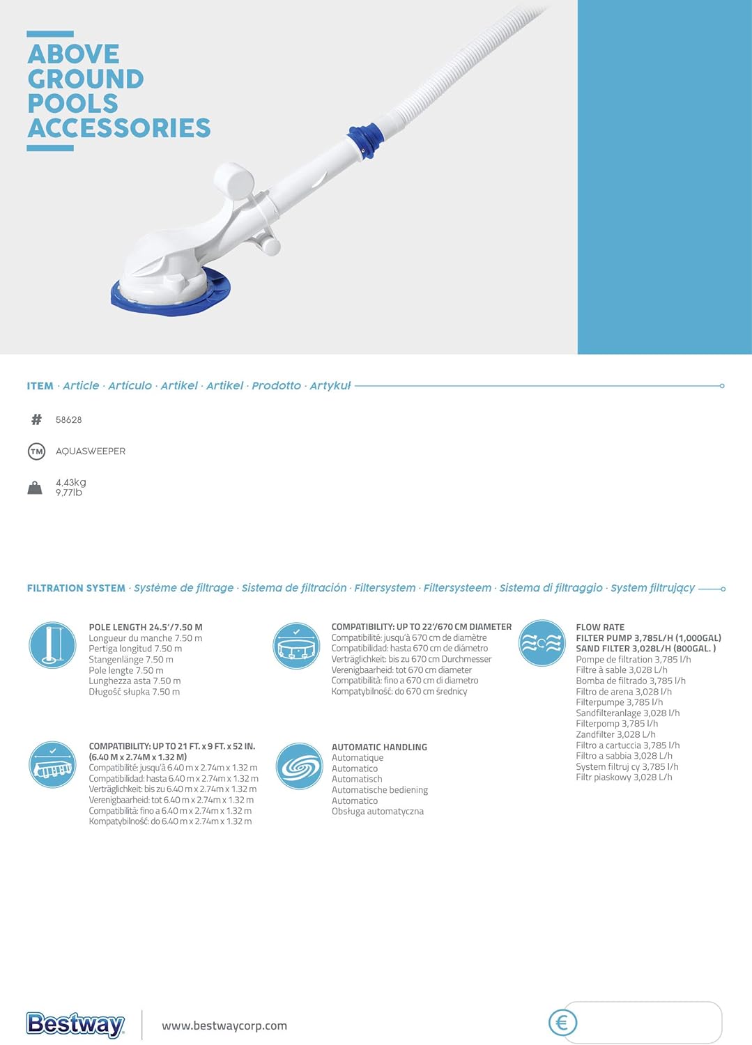 Bestway Flowclear™ automatischer Poolsauger, Aquasweeper, für Pools bis 670 cm