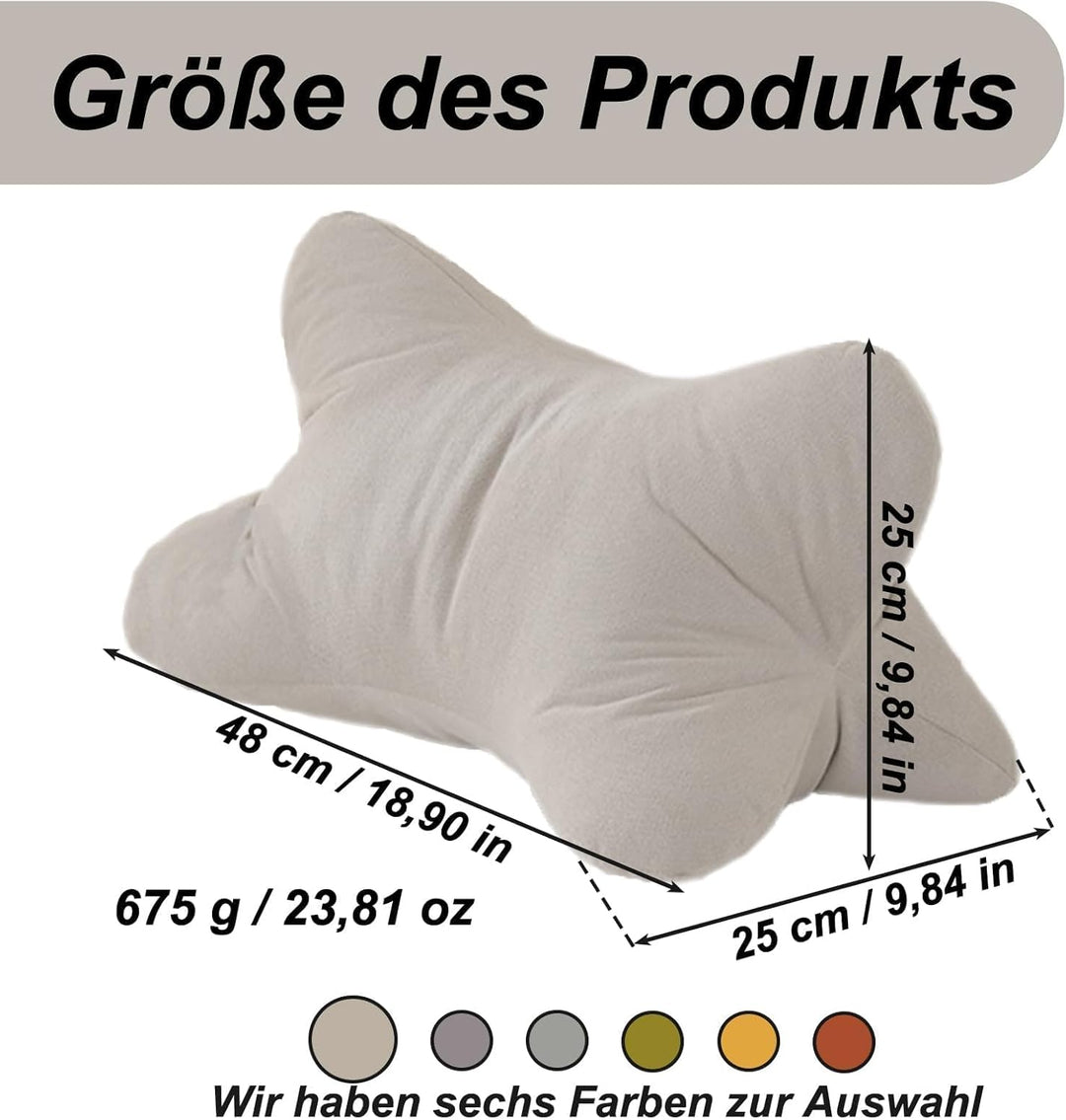 Nackenkissen Lesekissen, Leseknochen Nackenrolle, Ergonomische Form, Leseknochen, Lendenstütze Flexi