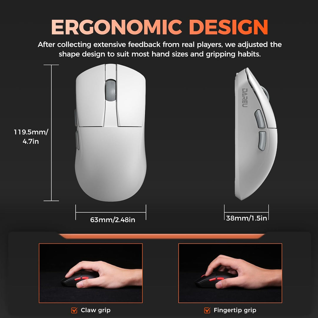 DAREU A950 Wing Wireless Gaming Mouse, Ultraleicht 35 g, Dual Polling Rate 8000 Hz, 30 000 DPI Optis