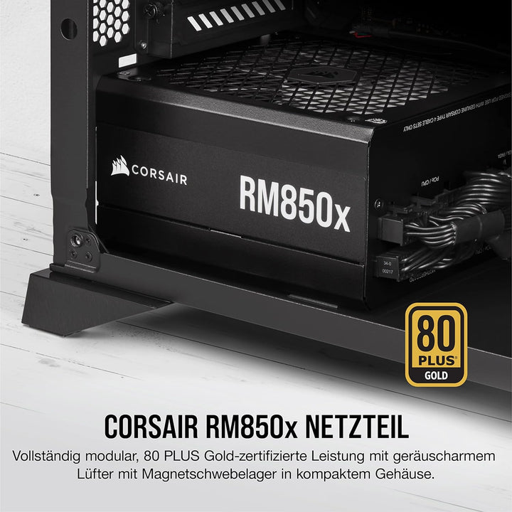 Corsair RM850x 80 PLUS Gold Vollmodulares 850 Watt ATX-Netzteil (135-mm-Lüfter mit Magnetschwebelage