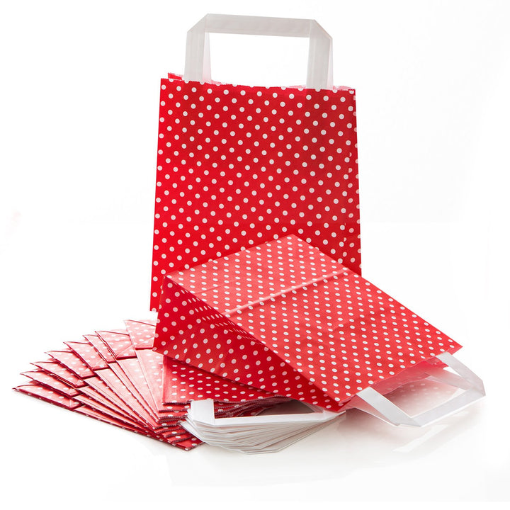 Logbuch-Verlag 50 rot weiss gepunktete Papier Tragetaschen Geschenkbeutel Geschenktaschen 18 x 8 x 2