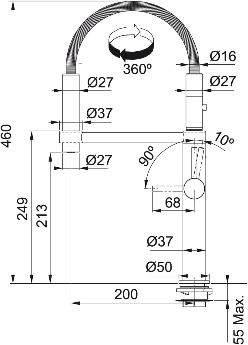 Franke PESCARA 360 115.0545.136 Spültischarmatur, Schwarz matt