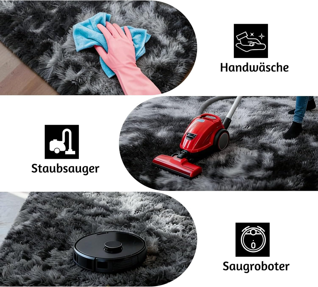 Teppich Kinderzimmer 80x150 cm Dunkelgrau Wohnzimmerteppich Schlafzimmer Anti-Rutsch Waschbarer Badt