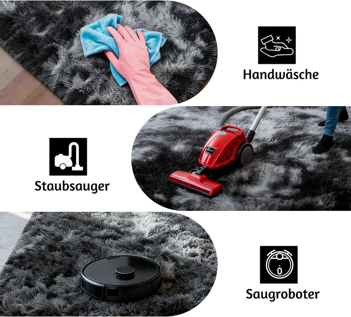 Teppich Kinderzimmer 80x150 cm Dunkelgrau Wohnzimmerteppich Schlafzimmer Anti-Rutsch Waschbarer Badt