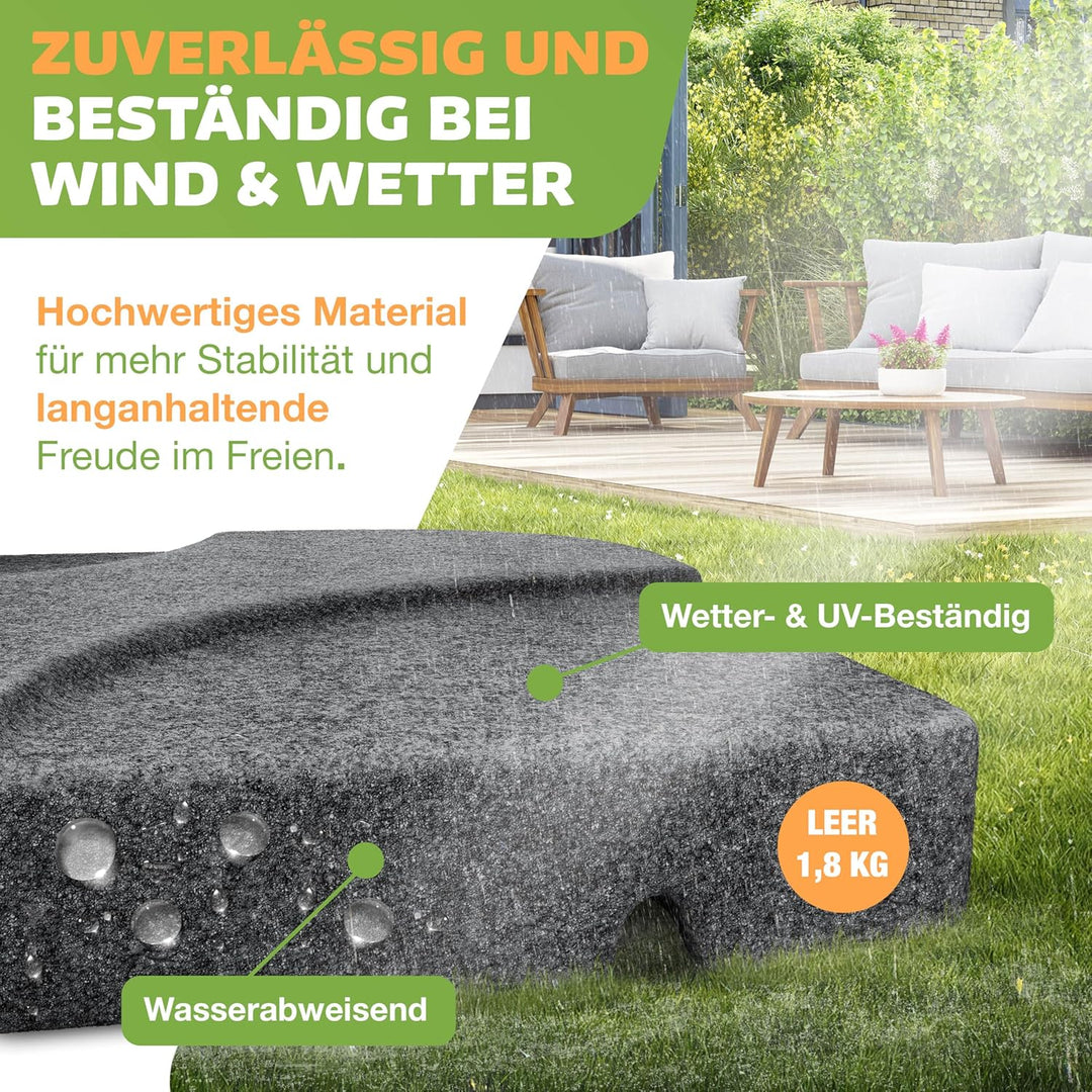 KESSER® Sonnenschirmständer 4-teilig Schirmgewicht Schirmständer für Ampelschirm Bodenkreuz 60 Liter