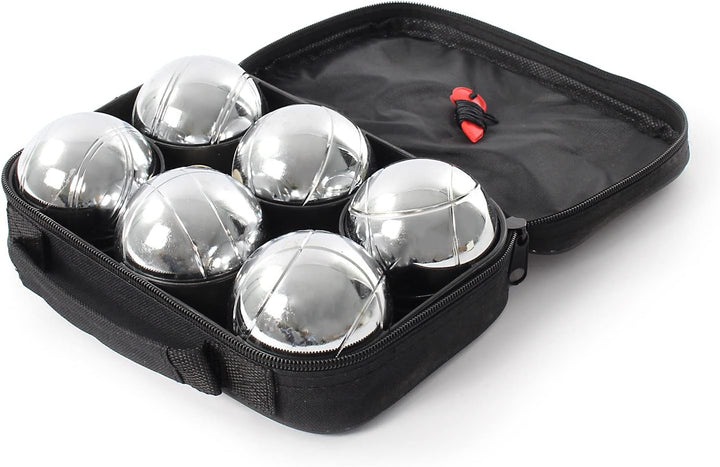 Boule Set 6 Metall Kugeln 7,3 mm Durchmesser mit Zielkugel Schweinchen,Abstandsmesser, Kugelspiel Fr