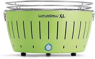 LotusGrill XL Starter-Set 1x XL Grill Limettengrün mit USB-Anschluss, 1x Buchenholzkohle 2,5 kg, 1x