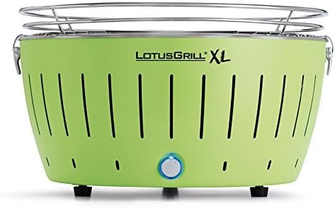 LotusGrill XL Starter-Set 1x XL Grill Limettengrün mit USB-Anschluss, 1x Buchenholzkohle 2,5 kg, 1x