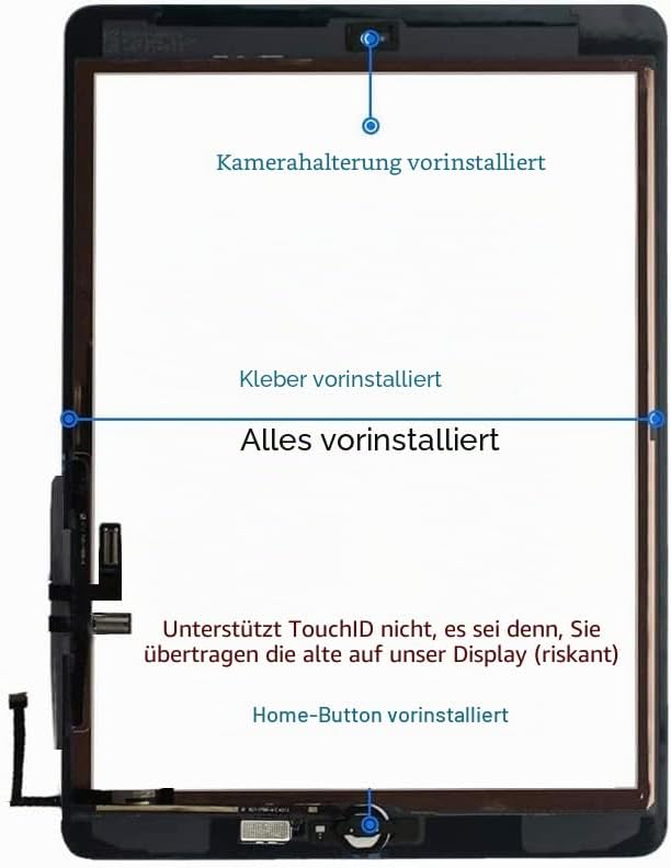 JPUNG Digitizer für iPad 5 Ersatz Bildschirm 9.7 Inch 2017, Only für 5.Generation Touchscreen Displa