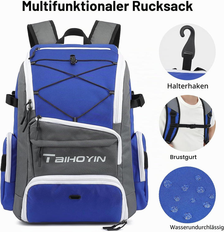Sportrucksack Herren Damen mit Schuhfach Nassfach Wasserdicht Gym Schwimmrucksack Tagesrucksack mit