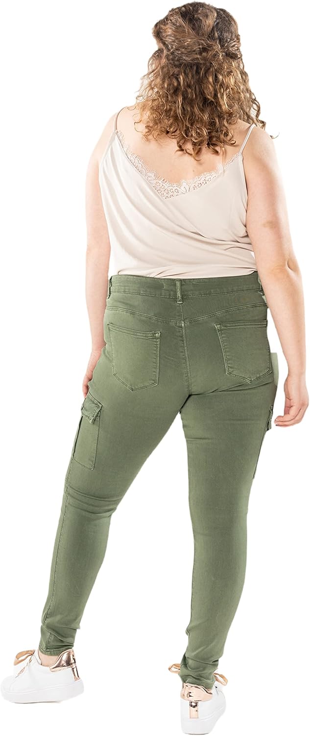 Nina Carter Damen Cargo Jeans grossen Grössen Stretchjeans Plus Size Jeanshosen Used-Look Denim Hose