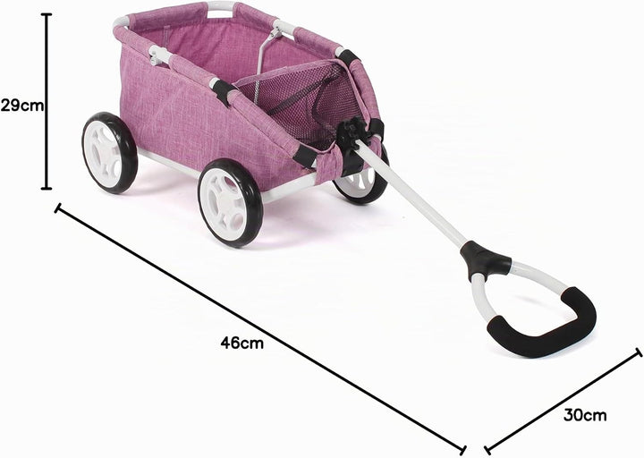Bayer Chic 2000 - Ziehwagen Skipper, Kleiner Bollerwagen für Teddys, Puppen und Spielzeug, Jeans pin