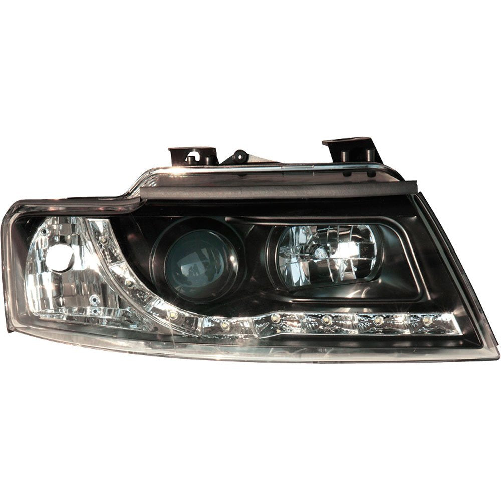 AUTO-STYLE Satz Scheinwerfer TFL-Look kompatibel mit Audi A4 B6 Cabrio 2002- - Schwarz