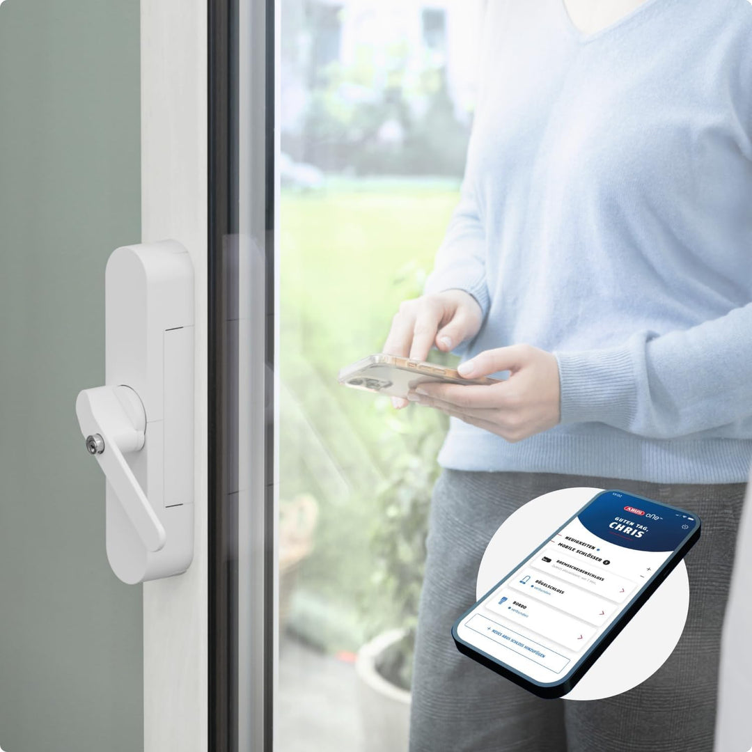 ABUS Fensterantrieb Wintecto One – Smarter Fenstergriff für Fenster, Balkon- und Terrassentür – mit