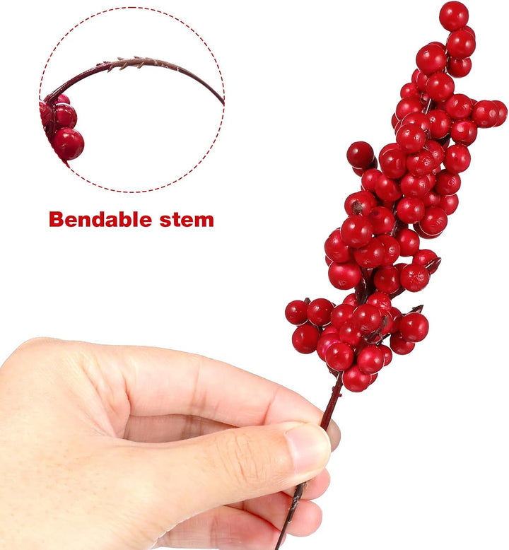 FOMIYES 8st Weihnachtsrote Frucht Zweig Der Stechpalmenbeeren Künstliche Rote Beerenstiele Gefälscht