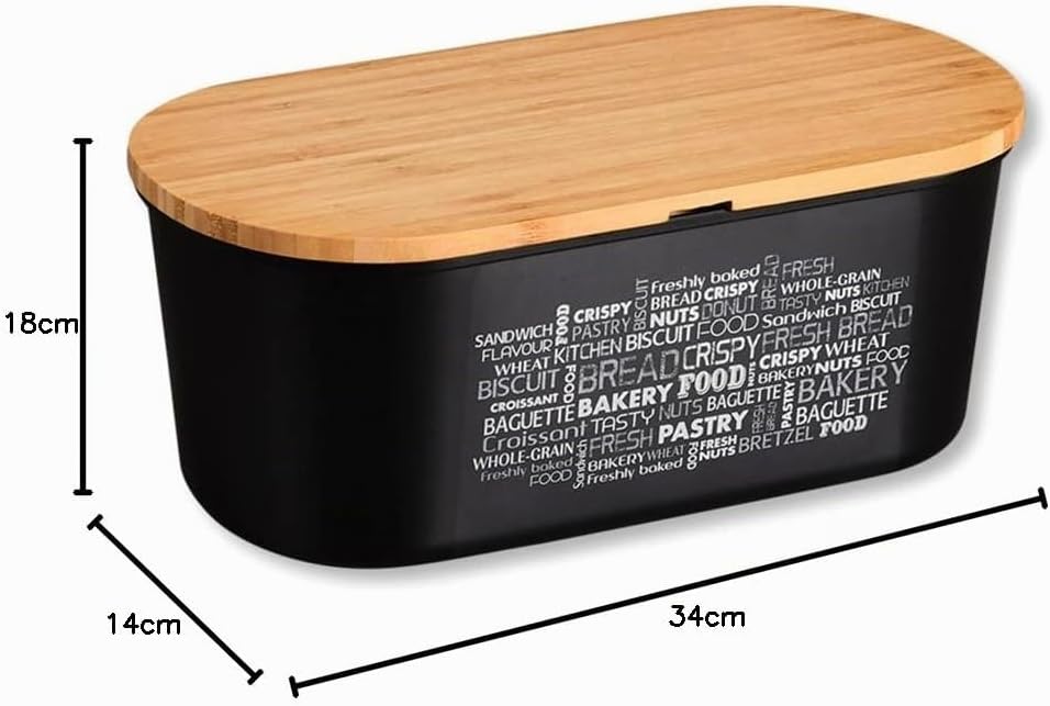 Kesper | Brotbox, Material: Melamin, Bambus, Masse: B: 34 x H: 14 x T: 18 cm, Farbe: Schwarz,Braun |
