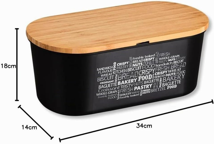 Kesper | Brotbox, Material: Melamin, Bambus, Masse: B: 34 x H: 14 x T: 18 cm, Farbe: Schwarz,Braun |
