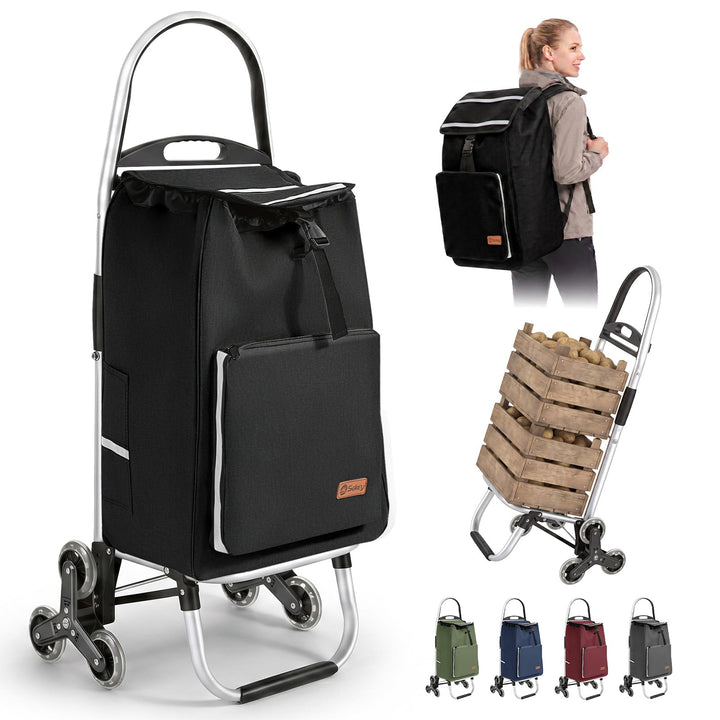 Sekey Einkaufstrolley klappbar, 3-in-1 Einkaufswagen (Einkaufstrolley, Sackkarre & Rucksack), Leicht