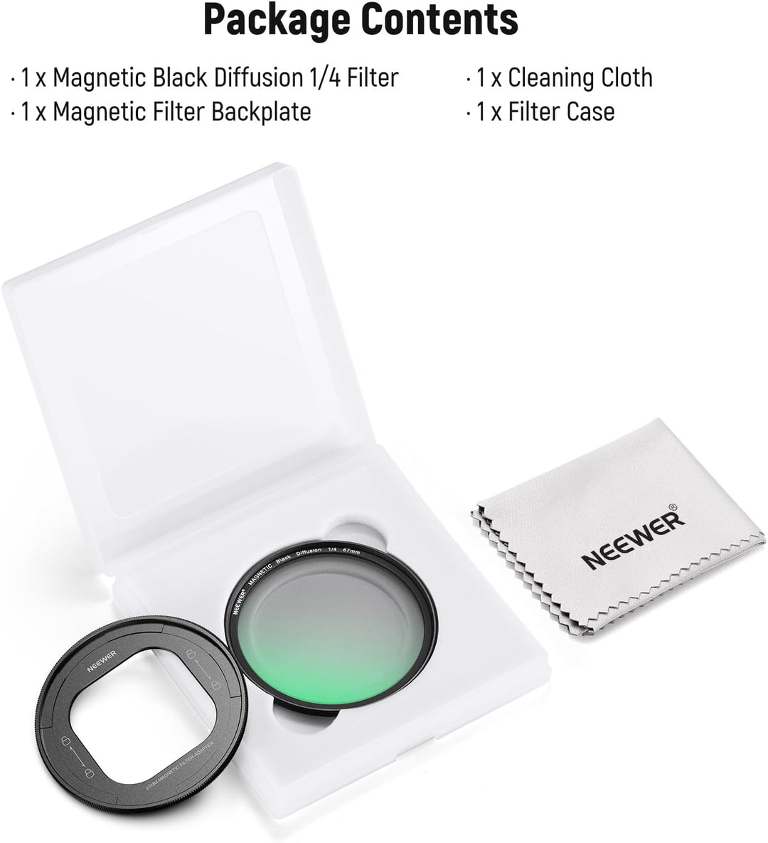 NEEWER 67mm magnetisches Black Diffusion 1/4 Filter Set, mehrfach beschichtetes HD mit magnetischem