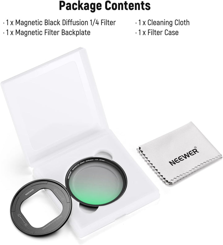 NEEWER 67mm magnetisches Black Diffusion 1/4 Filter Set, mehrfach beschichtetes HD mit magnetischem
