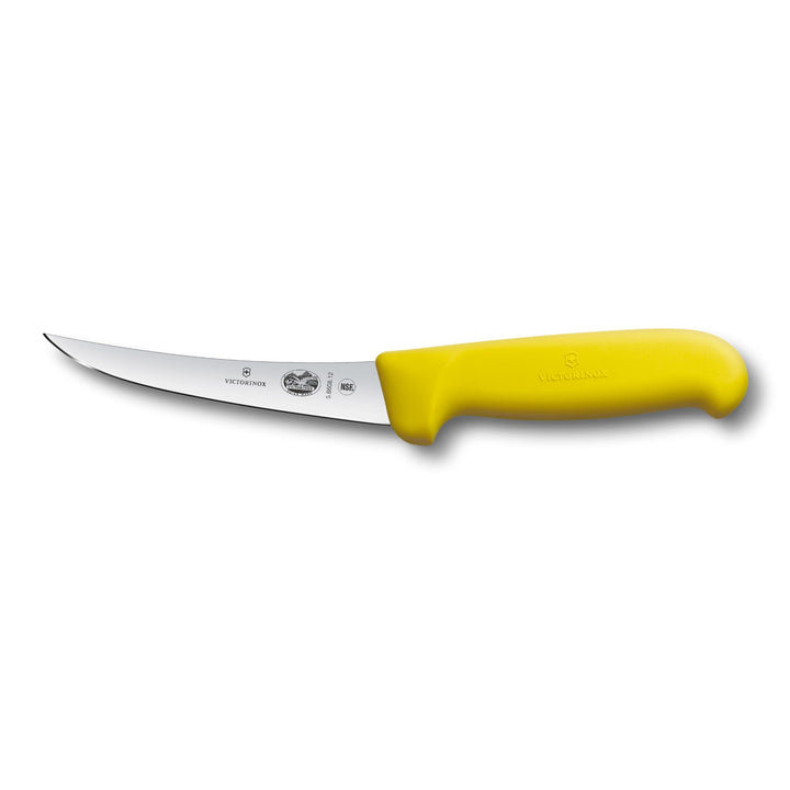 Victorinox Fibrox Ausbeinmesser, Scharfes Küchenmesser für Fleisch und Fisch, 12 cm, Gebogene Klinge