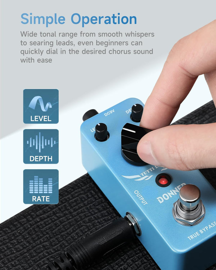 Donner Chorus Pedal, Tutti Love Analoges Chorus Gitarrenpedal für E-Gitarre und Bass True Bypass, ch