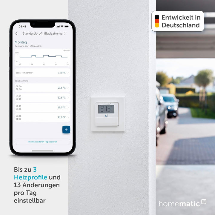 Homematic IP Smart Home Temperatur- und Luftfeuchtigkeitssensor mit Display – innen, steuert Heizkör